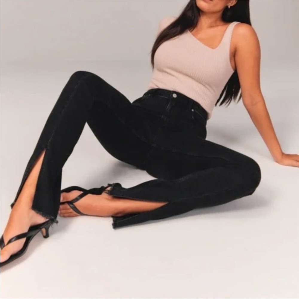 Abercrombie Curve Love Split Hem High Rise Skinny Jeans